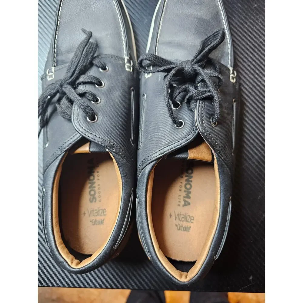 Sonoma Mens Dewey Black Boat lightweight Shoes Size 13M OrtholiteVitalize Insole